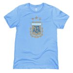 Shop argentina national team 1863fc badge t-shirt – light blue – Argentina National Team Jerseys & T-Shirts for True Fans