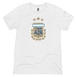 Shop argentina national team 1863fc badge t-shirt – white – Argentina National Team Jerseys & T-Shirts for True Fans