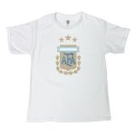 Shop argentina national team 1863fc youth badge t-shirt – white – Argentina National Team Jerseys & T-Shirts for True Fans
