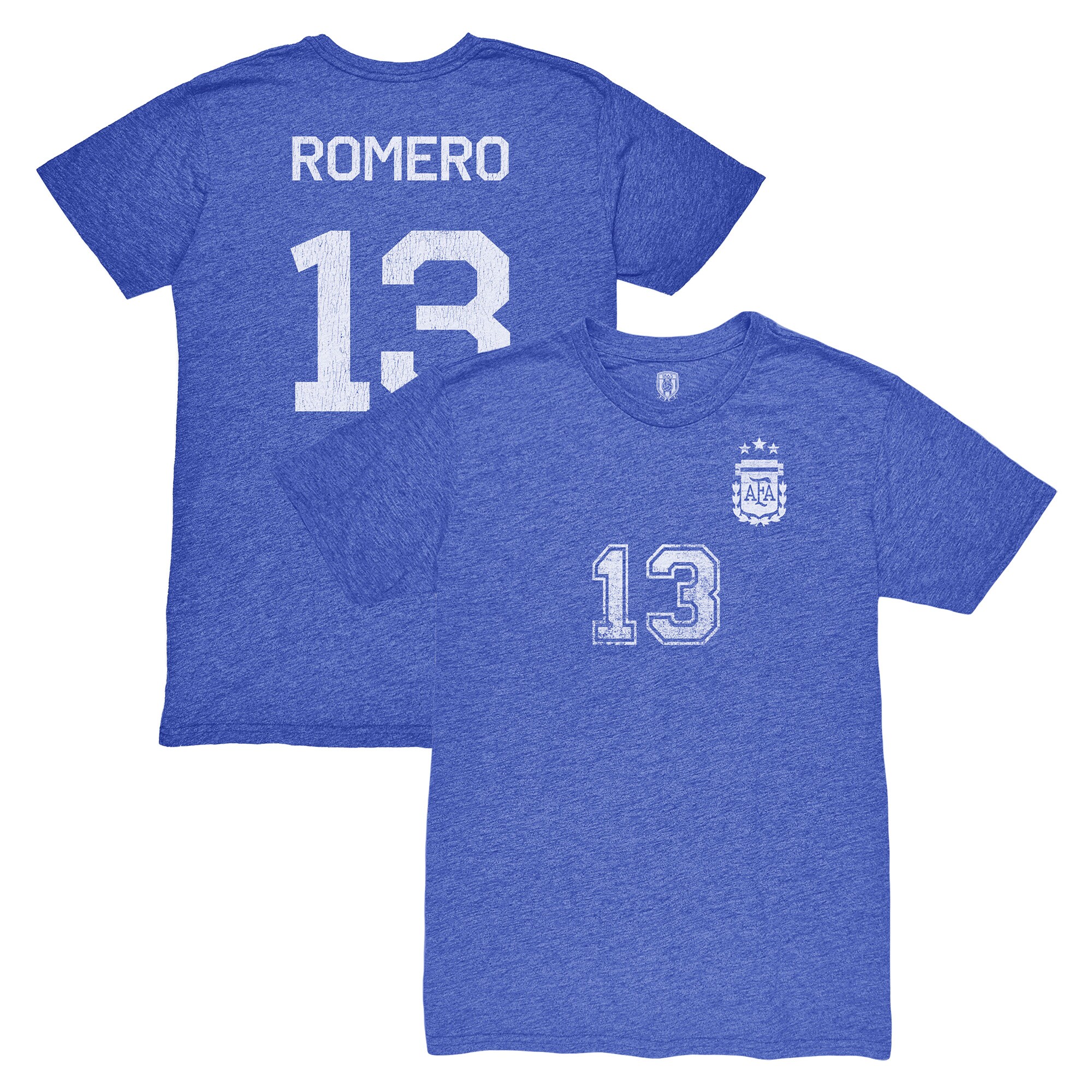 Shop cristian romero argentina national team 1863fc player vintage tri-blend t-shirt – blue – Argentina National Team Jerseys & T-Shirts for True Fans