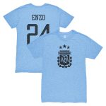 Shop enzo fernández argentina national team 1863fc player vintage tri-blend t-shirt – light blue – Argentina National Team Jerseys & T-Shirts for True Fans