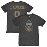 Shop julián Álvarez argentina national team 1863fc player retro tri-blend t-shirt – heather black – Argentina National Team Jerseys & T-Shirts for True Fans