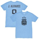Shop julián Álvarez argentina national team 1863fc player retro tri-blend t-shirt – light blue – Argentina National Team Jerseys & T-Shirts for True Fans
