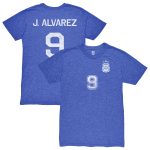 Shop julián Álvarez argentina national team 1863fc retro name amp number tri-blend t-shirt – blue – Argentina National Team Jerseys & T-Shirts for True Fans
