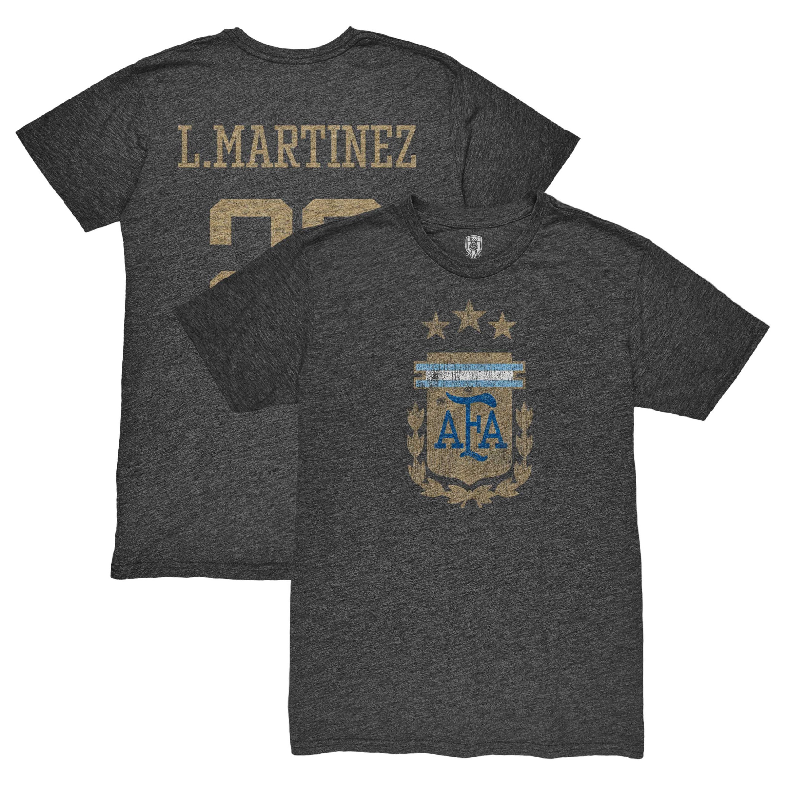 Shop lautaro martinez argentina national team 1863fc retro player tri-blend t-shirt – black – Argentina National Team Jerseys & T-Shirts for True Fans