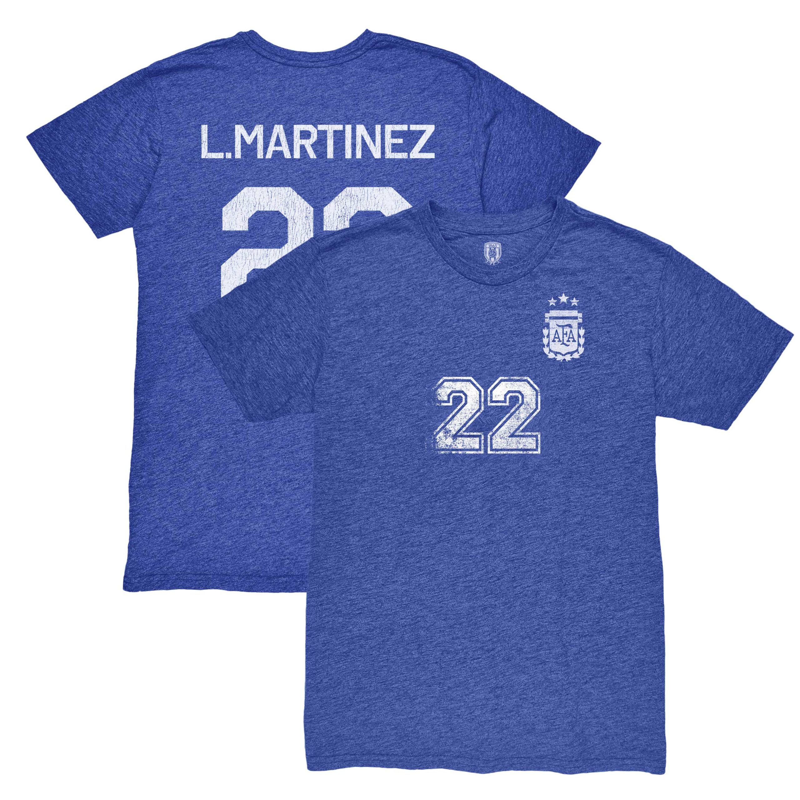 Shop lautaro martinez argentina national team 1863fc retro player tri-blend t-shirt – blue – Argentina National Team Jerseys & T-Shirts for True Fans