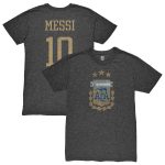 Shop lionel messi argentina national team 1863fc player retro tri-blend t-shirt – heather black – Argentina National Team Jerseys & T-Shirts for True Fans