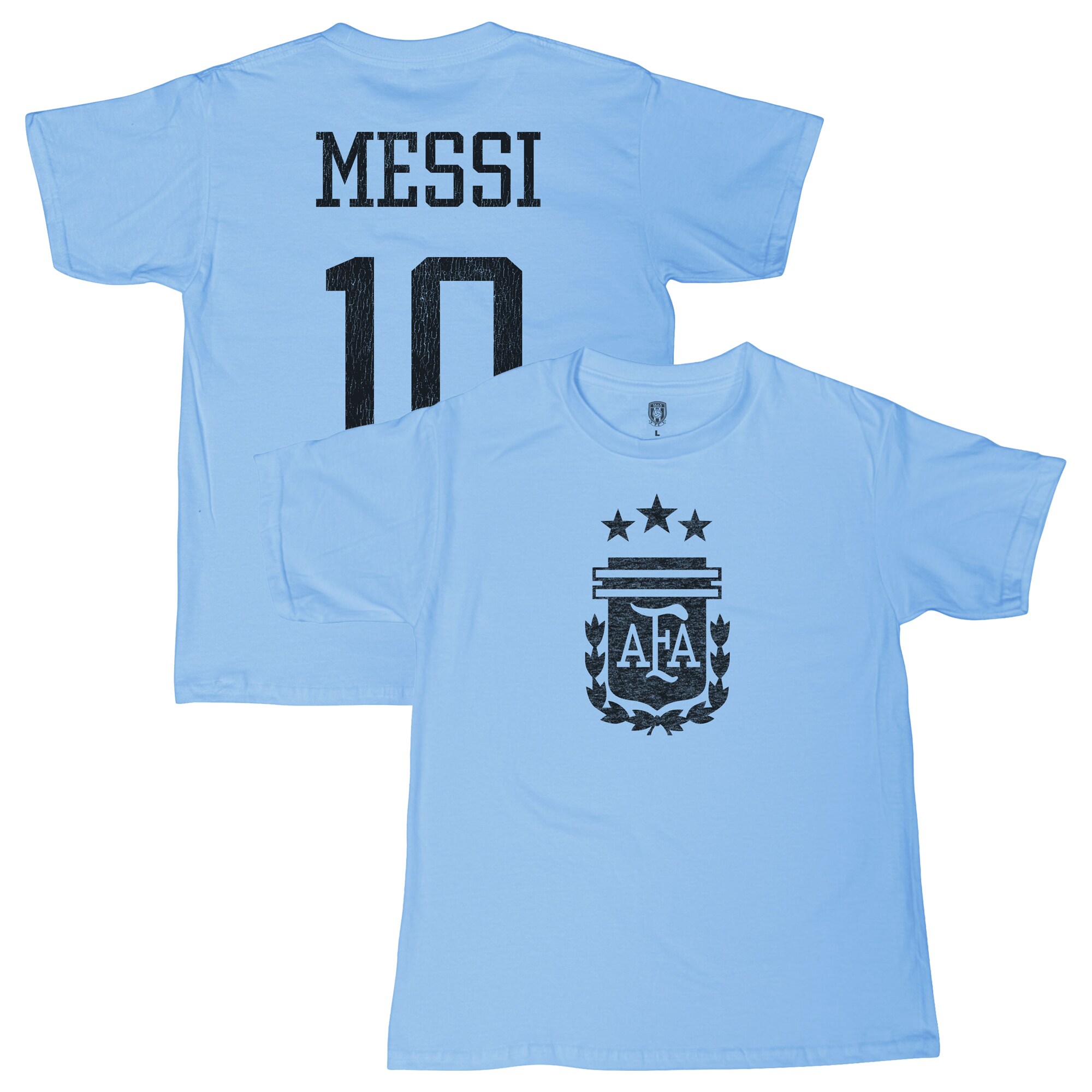 Shop lionel messi argentina national team 1863fc youth name amp number t-shirt – light blue – Argentina National Team Jerseys & T-Shirts for True Fans