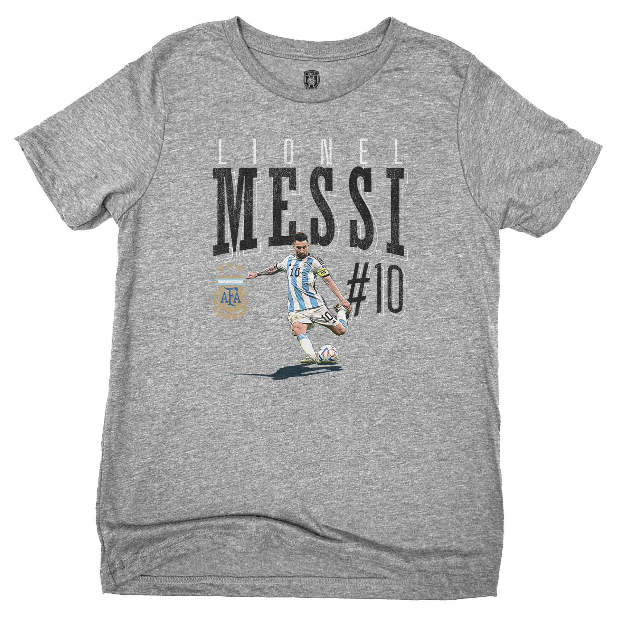 Shop lionel messi argentina national team 1863fc youth snapshot t-shirt – heather gray – Argentina National Team Jerseys & T-Shirts for True Fans