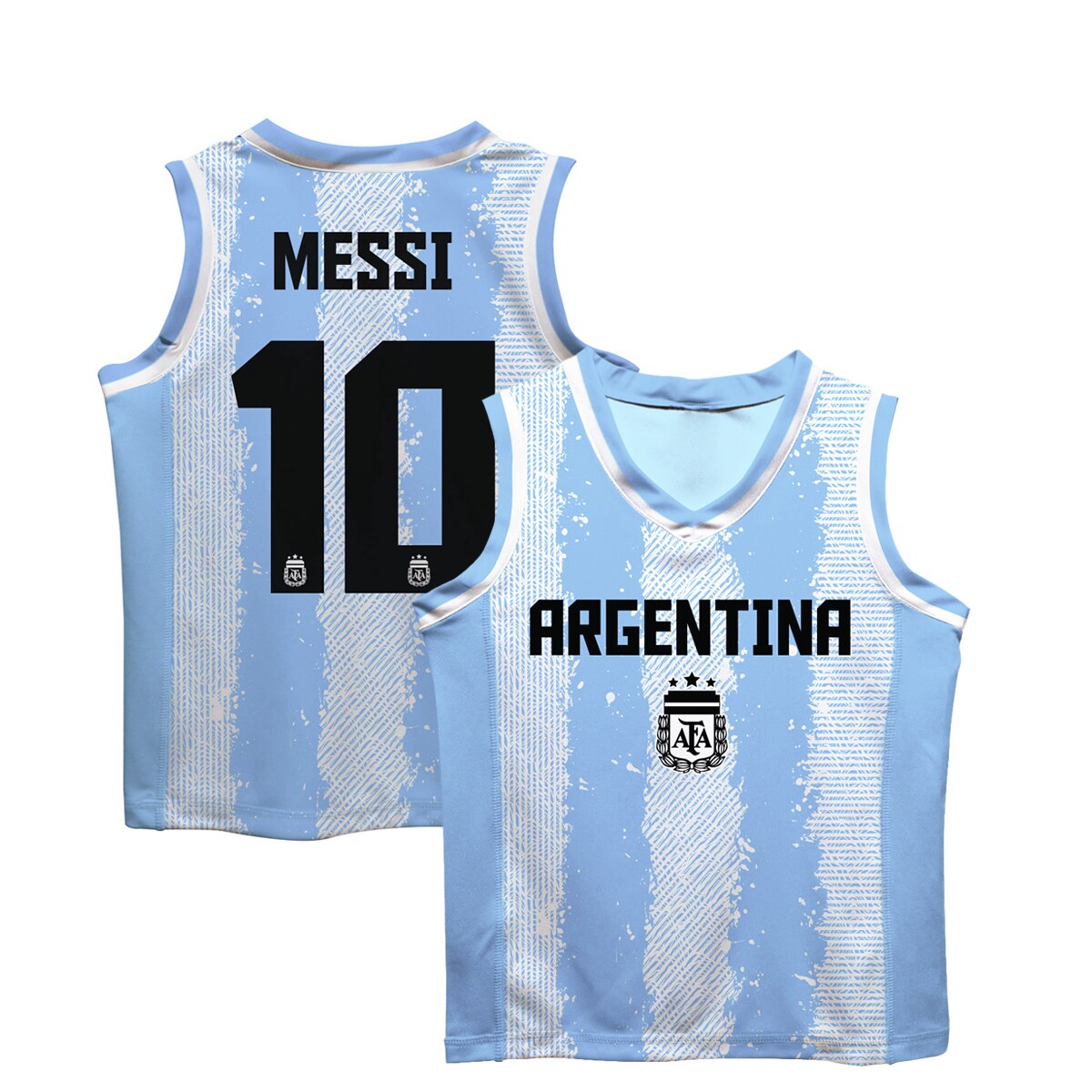 Shop lionel messi argentina national team vive la fete youth painted stripes basketball jersey – light blue – Argentina National Team Jerseys & T-Shirts for True Fans