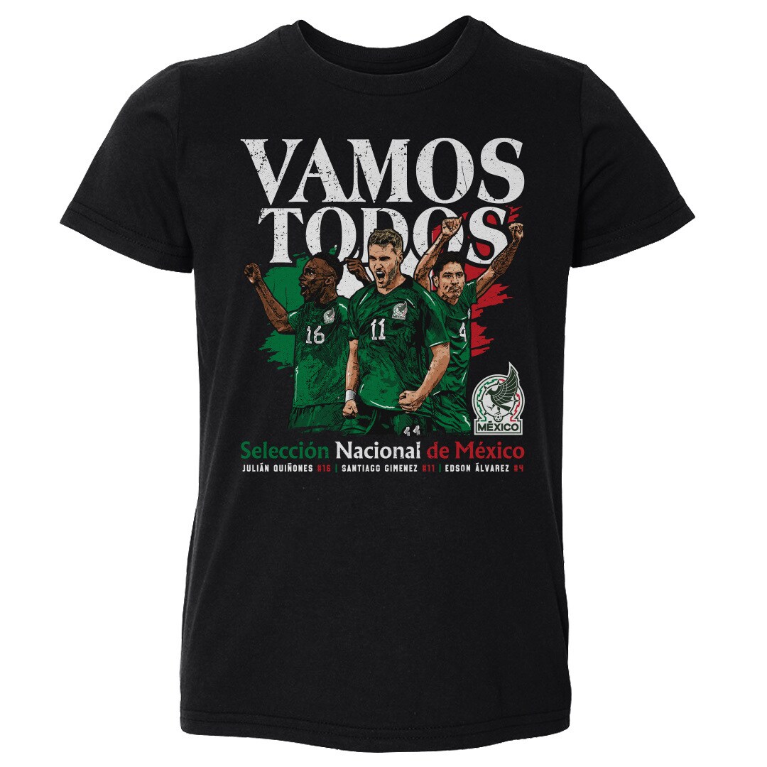 Shop mexico national team 500 level toddler vamos todos julián quiñones santiago giménez amp edson Álvarez t-shirt – black – Argentina National Team Jerseys & T-Shirts for True Fans
