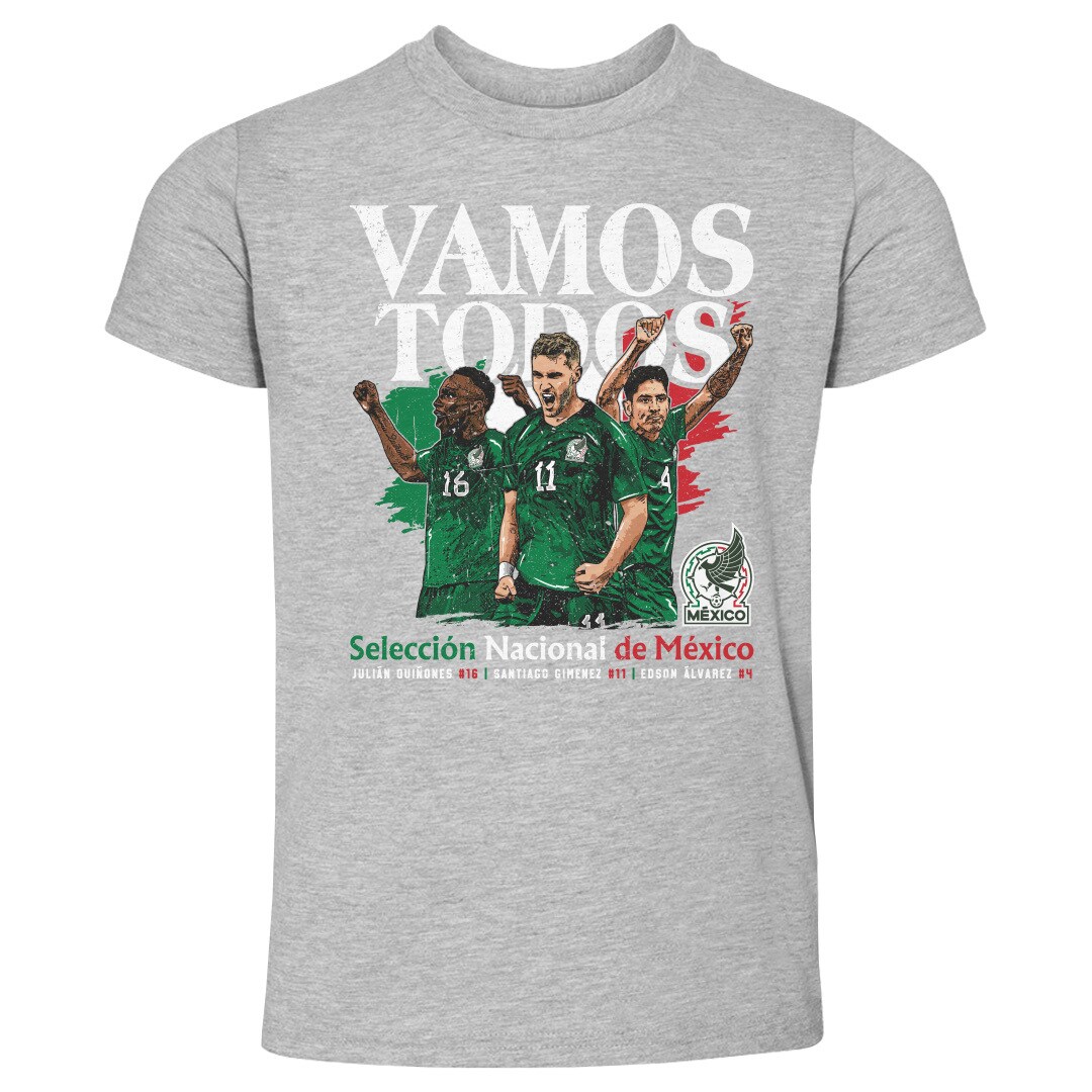 Shop mexico national team 500 level toddler vamos todos julián quiñones santiago giménez amp edson Álvarez t-shirt – heather gray – Argentina National Team Jerseys & T-Shirts for True Fans