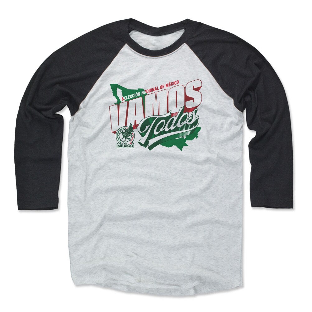 Shop mexico national team 500 level vamos todos 34-sleeve tri-blend baseball t-shirt – blackwhite – Argentina National Team Jerseys & T-Shirts for True Fans