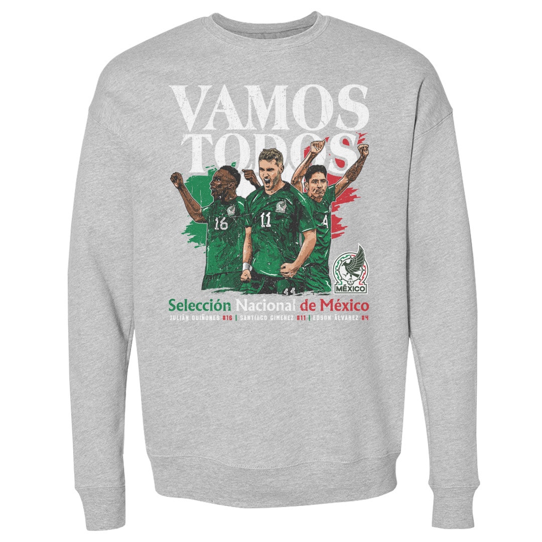 Shop mexico national team 500 level vamos todos julián quiñones santiago giménez amp edson Álvarez pullover sweatshirt – heather gray – Argentina National Team Jerseys & T-Shirts for True Fans