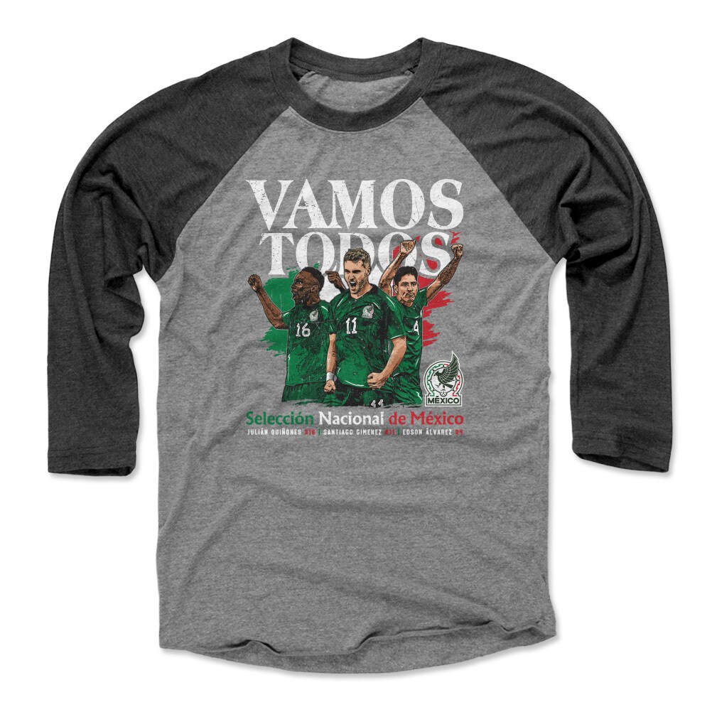 Shop mexico national team 500 level vamos todos julián quiñones santiago giménez amp edson Álvarez raglan 34-sleeve baseball t-shirt – black – Argentina National Team Jerseys & T-Shirts for True Fans