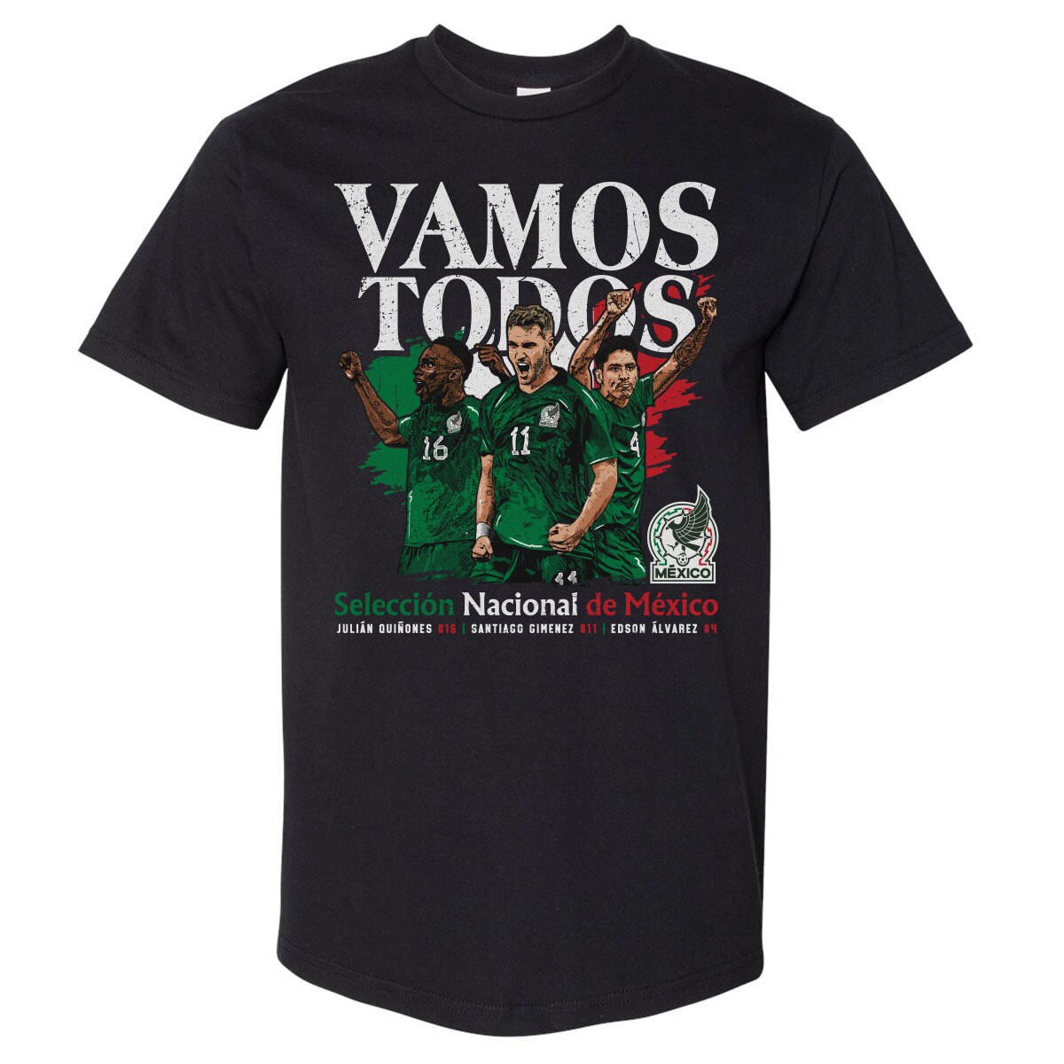 Shop mexico national team 500 level vamos todos julián quiñones santiago giménez amp edson Álvarez t-shirt – black – Argentina National Team Jerseys & T-Shirts for True Fans