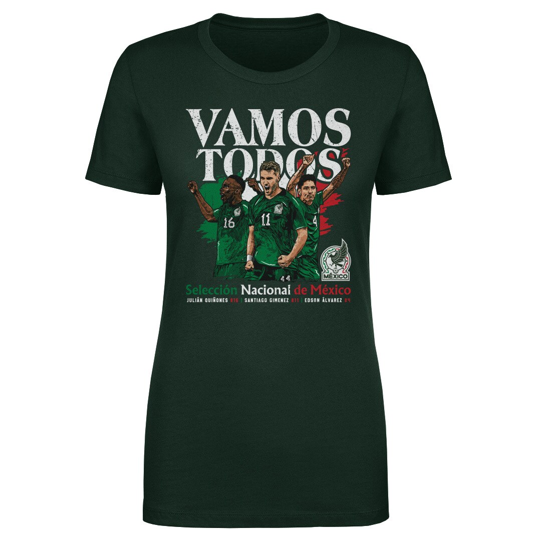 Shop mexico national team 500 level women8217s vamos todos julián quiñones santiago giménez amp edson Álvarez t-shirt – forest green – Argentina National Team Jerseys & T-Shirts for True Fans