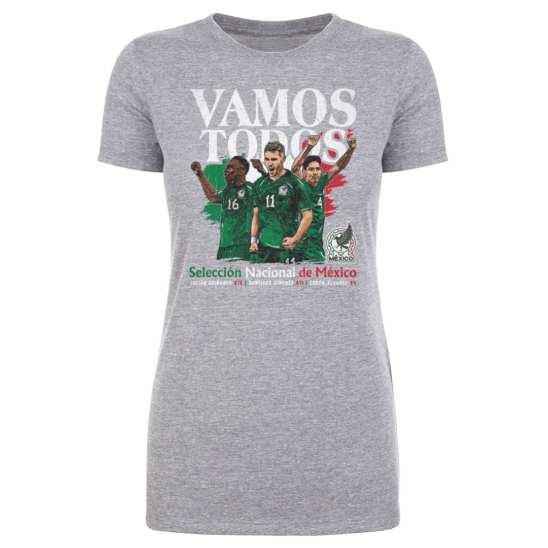 Shop mexico national team 500 level women8217s vamos todos julián quiñones santiago giménez amp edson Álvarez t-shirt – heather gray – Argentina National Team Jerseys & T-Shirts for True Fans