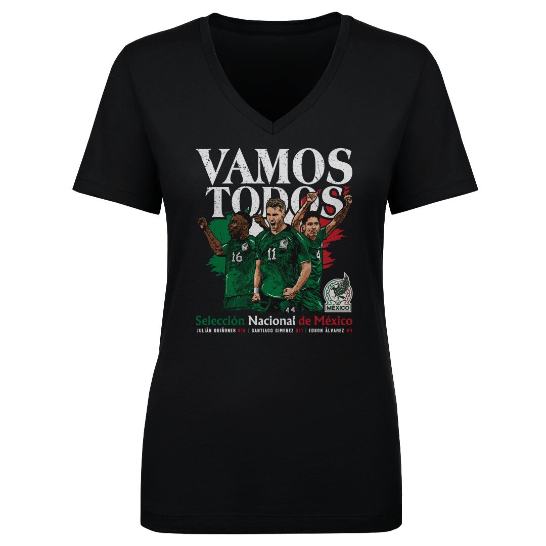 Shop mexico national team 500 level women8217s vamos todos julián quiñones santiago giménez amp edson Álvarez v-neck t-shirt – black – Argentina National Team Jerseys & T-Shirts for True Fans