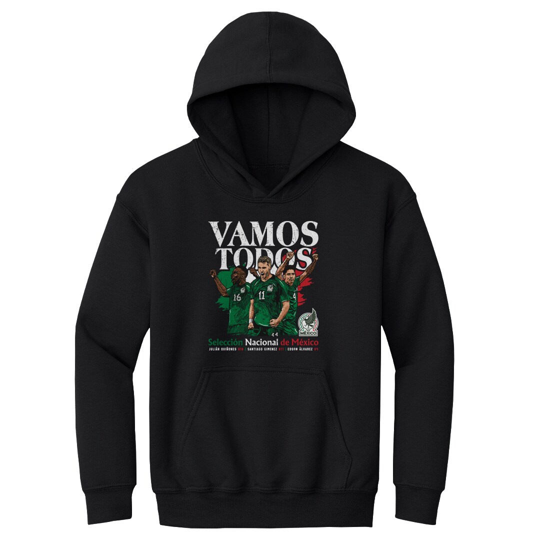 Shop mexico national team 500 level youth vamos todos julián quiñones santiago giménez amp edson Álvarez pullover hoodie – black – Argentina National Team Jerseys & T-Shirts for True Fans