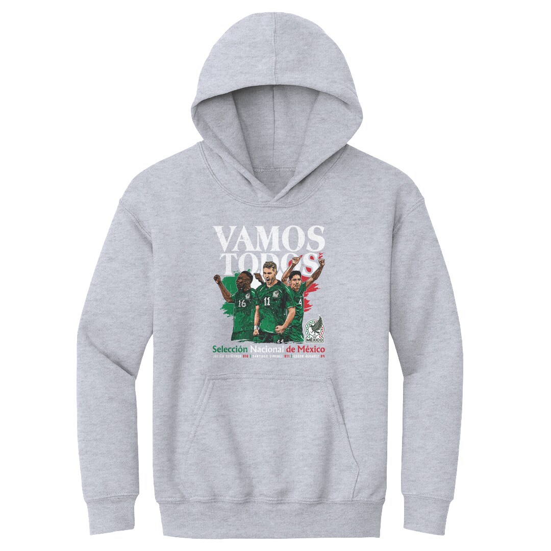 Shop mexico national team 500 level youth vamos todos julián quiñones santiago giménez amp edson Álvarez pullover hoodie – gray – Argentina National Team Jerseys & T-Shirts for True Fans