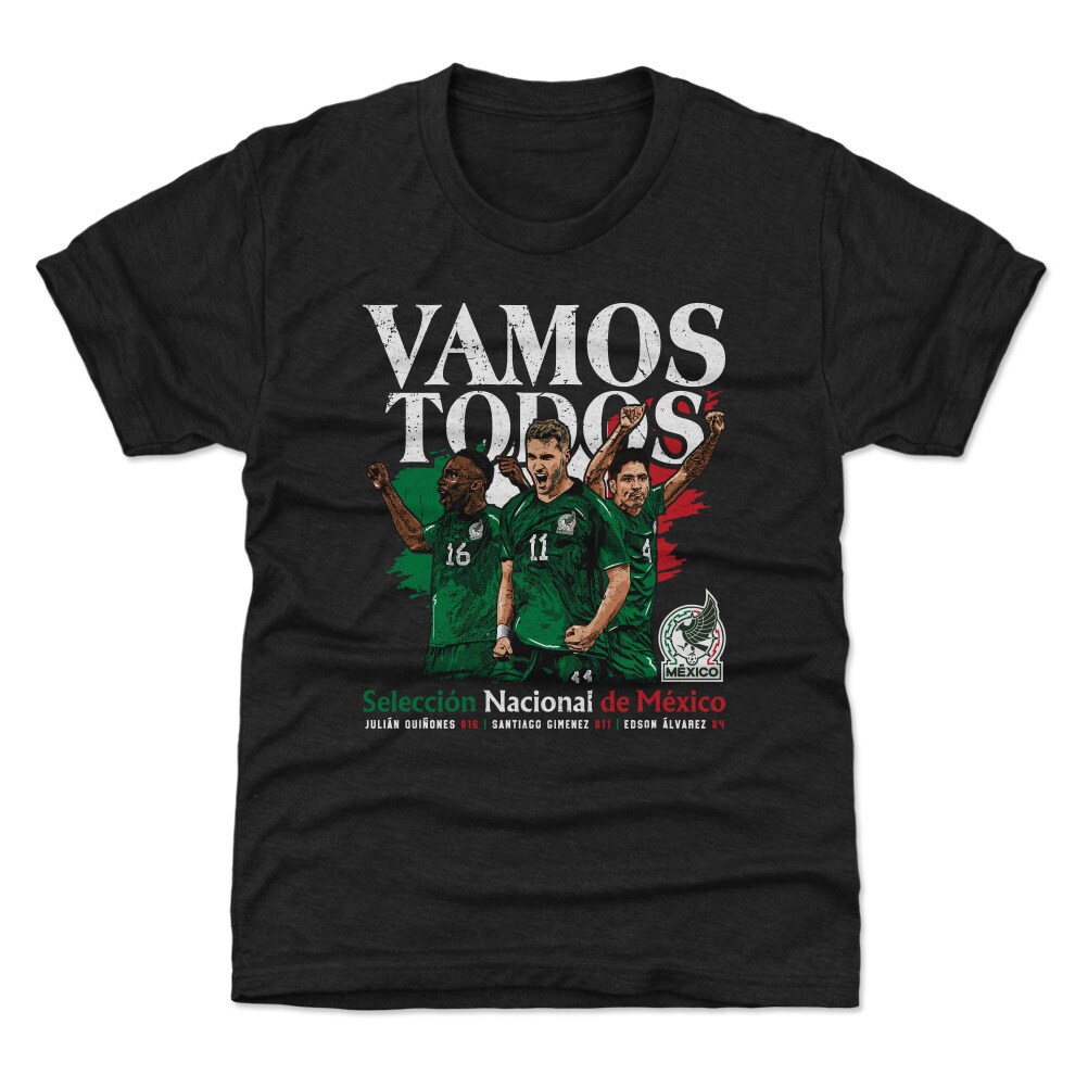 Shop mexico national team 500 level youth vamos todos julián quiñones santiago giménez amp edson Álvarez t-shirt – black – Argentina National Team Jerseys & T-Shirts for True Fans