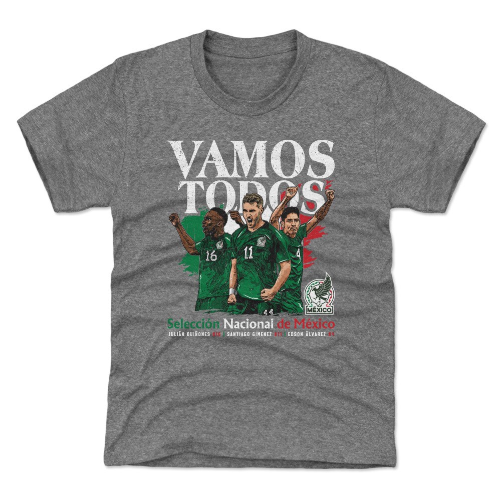 Shop mexico national team 500 level youth vamos todos julián quiñones santiago giménez amp edson Álvarez t-shirt – gray – Argentina National Team Jerseys & T-Shirts for True Fans