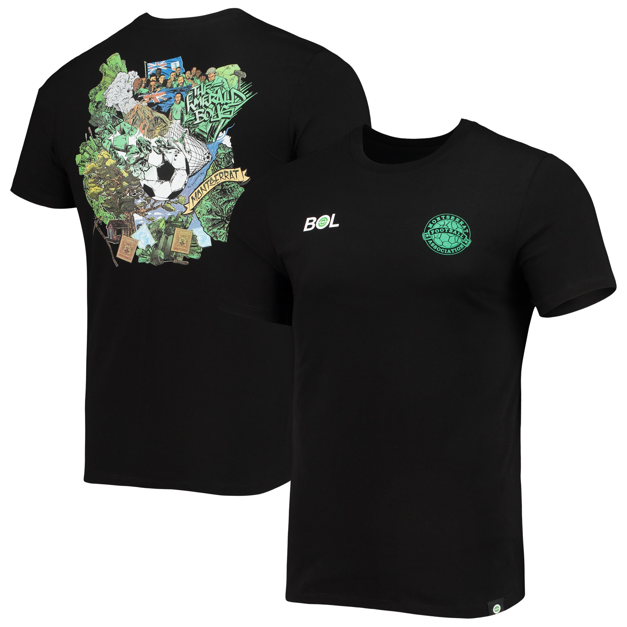 Shop montserrat national team volcano t-shirt – black – Argentina National Team Jerseys & T-Shirts for True Fans