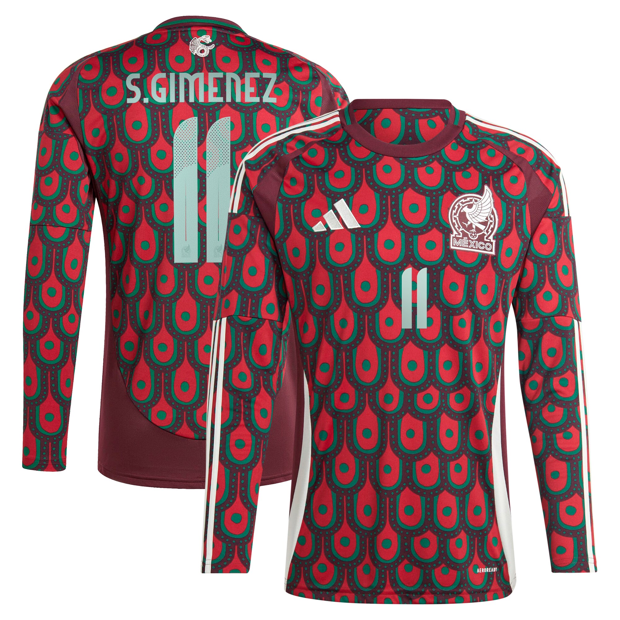 Shop santiago giménez mexico national team adidas 2024 home replica player long sleeve jersey – burgundy – Argentina National Team Jerseys & T-Shirts for True Fans